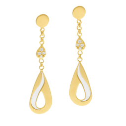 Boucles d'oreilles en or jaune, oxydes de zirconium et laque 