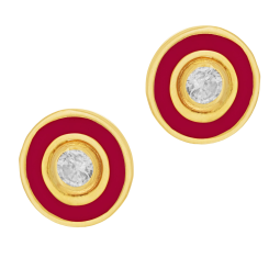 Boucles d'oreilles en or jaune, oxyde de zirconium et laque 