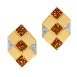 Boucles d'oreilles en or jaune et laque pailletée