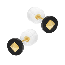 Boucles d'oreilles en or jaune et onyx