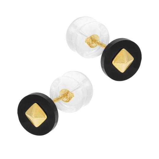 Boucles d'oreilles en or jaune et onyx