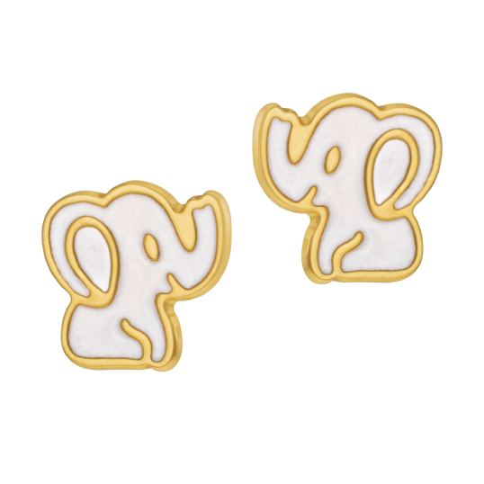 Boucles d'oreilles en or jaune et laque, éléphant