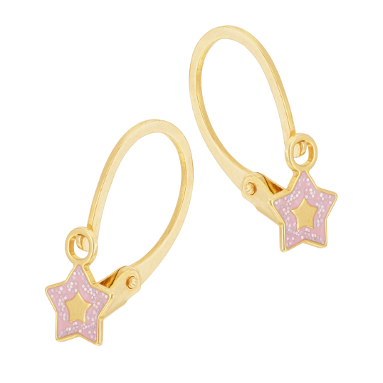 Boucles d'oreilles en or jaune et laque, étoile