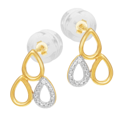Boucles d'oreilles en or jaune et rhodié, diamant