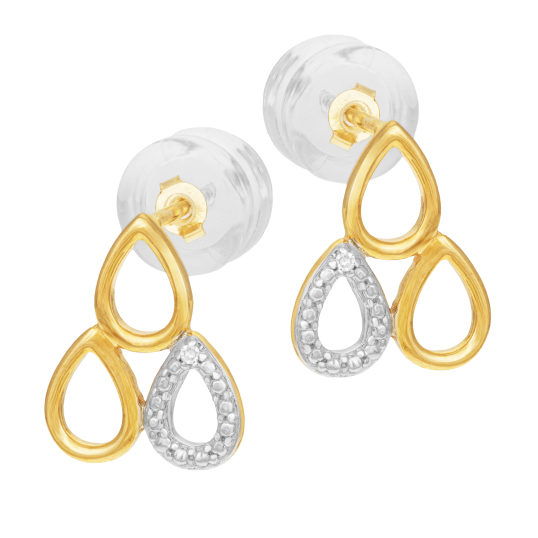 Boucles d'oreilles en or jaune et rhodié, diamant