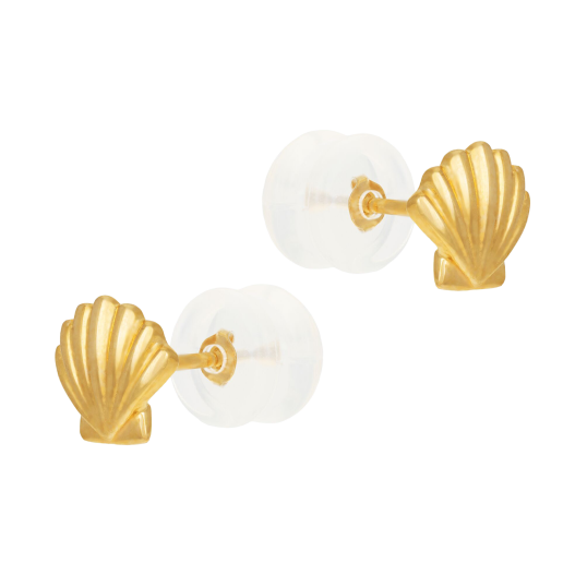 Boucles d'oreilles en or jaune, coquillage