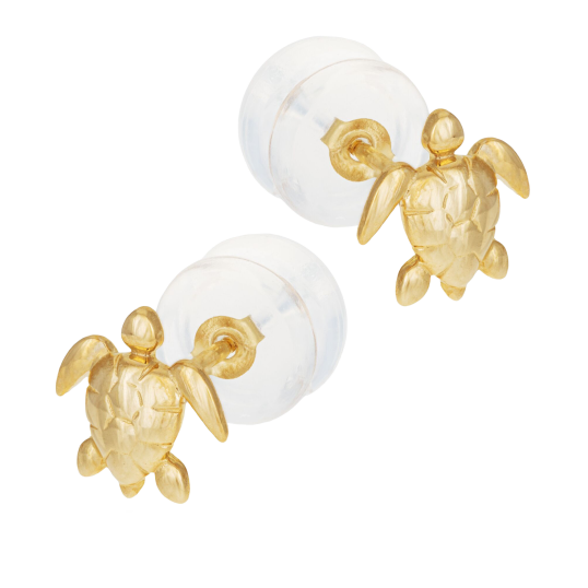 Boucles d'oreilles en or jaune, tortue 
