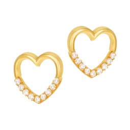Boucles d'oreilles en or jaune et oxydes de zirconium, coeur