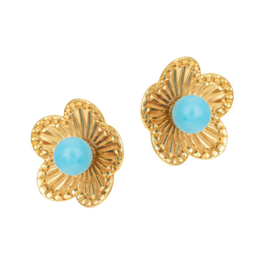 Boucles d'oreilles en or jaune et pierre synthétique