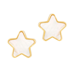 Boucles d'oreilles en or jaune et nacre, étoile