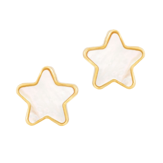 Boucles d'oreilles en or jaune et nacre, étoile