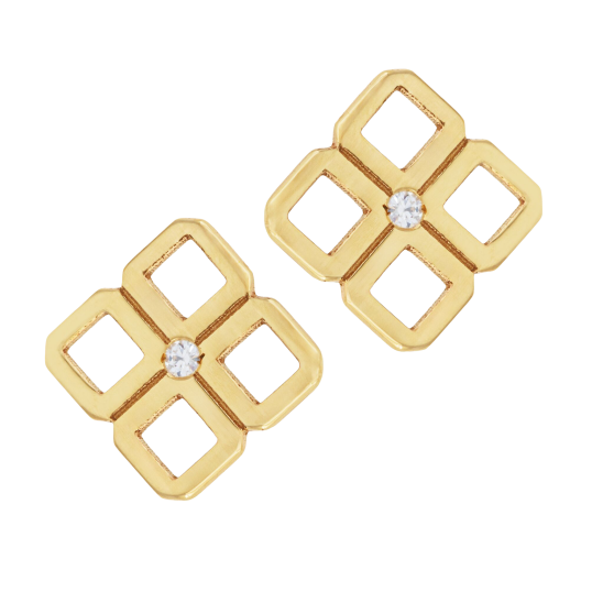 Boucles d'oreilles en or jaune et oxyde de zirconium