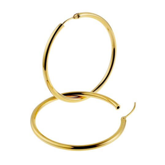 Créoles en or jaune, diamètre 40 mm