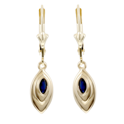 Boucles d'oreilles en or jaune, dormeuse saphir.