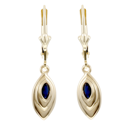 Boucles d'oreilles en or jaune, dormeuse saphir.