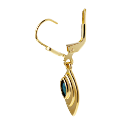 Boucles d'oreilles en or jaune, dormeuse saphir.
