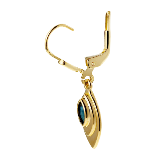 Boucles d'oreilles en or jaune, dormeuse saphir.