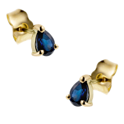 Boucles d'oreilles en or jaune, saphir.