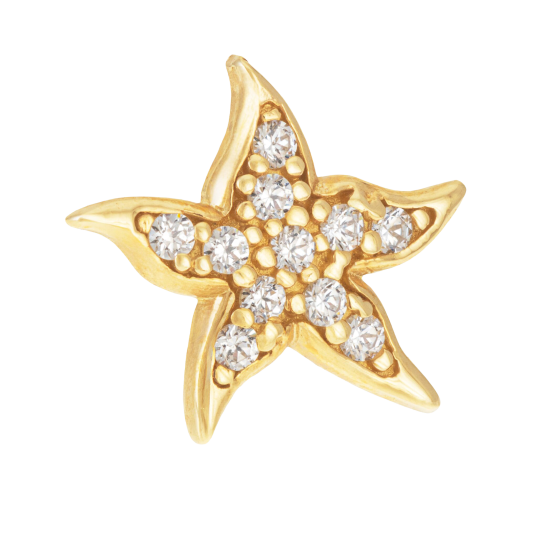 Boucles d'oreilles en or jaune et oxydes de zirconium, étoile