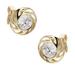 Boucles d'oreilles en or jaune, oxyde de zirconium