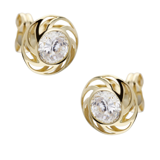 Boucles d'oreilles en or jaune, oxyde de zirconium