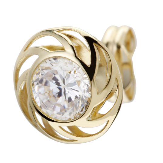 Boucles d'oreilles en or jaune, oxyde de zirconium