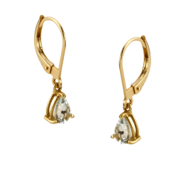 Boucles d'oreille dormeuse en or jaune et aigue marine poire