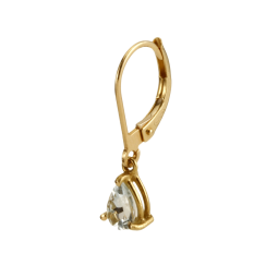 Boucles d'oreille dormeuse en or jaune et aigue marine poire