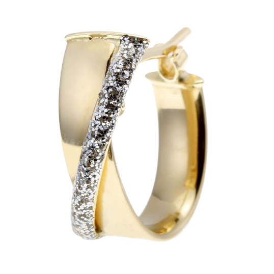 Boucles d'oreilles en or jaune et laque pailletée