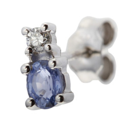 Boucles d'oreilles en or gris, saphir et diamant