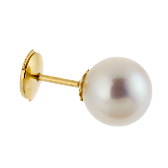 Boucles d'oreilles en or jaune, perle de culture Akoya 8.5 - 9mm