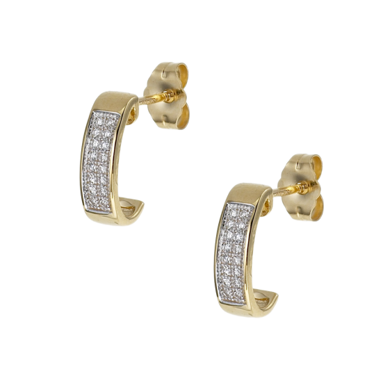 Boucles d'oreilles en or jaune rhodié, diamants Boucles d'oreilles en or jaune rhodié, diamants