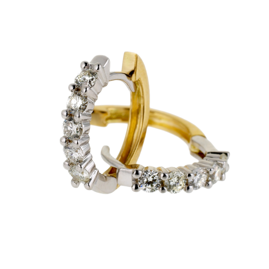 Boucles d'oreilles en 2 ors, diamants