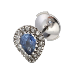 Boucles d'oreilles en or gris, saphir entourage diamants