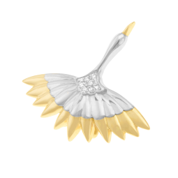 Broche pendentif en or jaune et rhodié, diamants