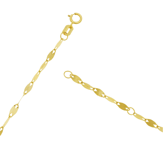 Chaîne de cheville en or jaune, maille fantaisie