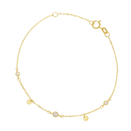 Chaîne de cheville en or jaune et oxydes de zirconium