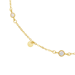 Chaîne de cheville en or jaune et oxydes de zirconium