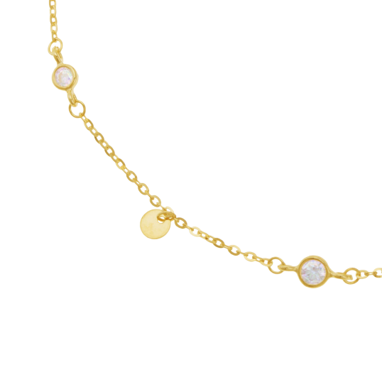 Chaîne de cheville en or jaune et oxydes de zirconium