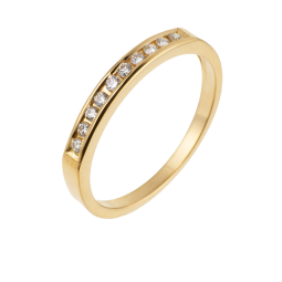 Demi alliance serti rail or jaune, diamants