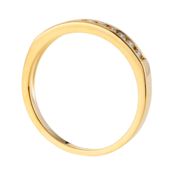 Demi alliance serti rail or jaune, diamants