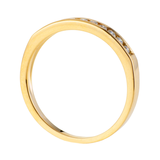 Demi alliance serti rail or jaune, diamants