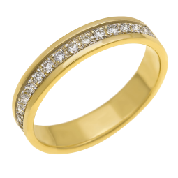 Demi alliance or jaune et or rhodié 1 rang de diamants