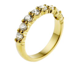 Demi alliance en or jaune, diamants, serti griffes