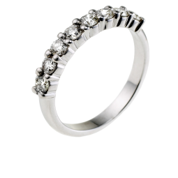 Demi alliance en or gris, diamants, serti griffe