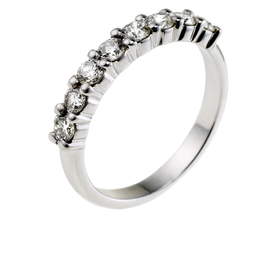 Demi alliance en or gris, diamants, serti griffe