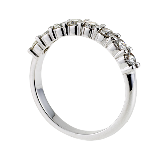 Demi alliance en or gris, diamants, serti griffe