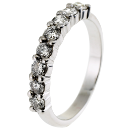 Demi alliance en or gris, diamants, serti griffe
