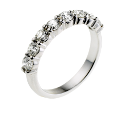 Demi alliance en or gris, diamants, serti griffes