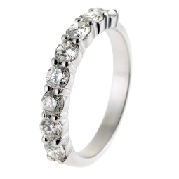 Demi alliance en or gris, diamants, serti griffes